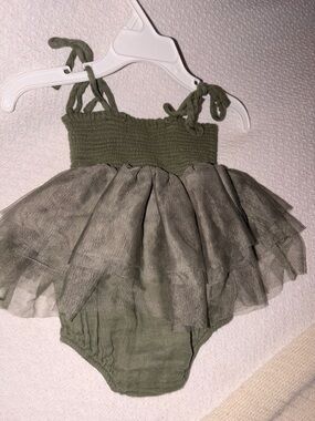 Angel Dear Olive Green Tulle Baby One-Piece Bodysuit